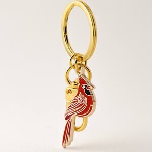 Happily Plants Red Cardinal Hard Enamel Keychain Bag Charm